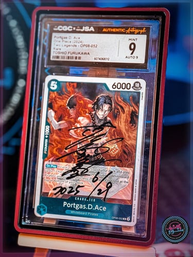 Ace One piece Card OP08-052 signed Card CGC 9 Tosh...