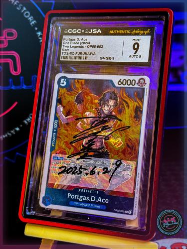 Ace One piece Card OP08-052 signed Card CGC 9 Tosh...