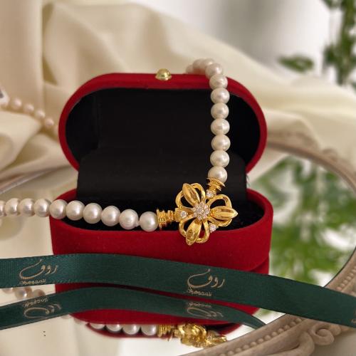 عقد ذهب مع لولو زراعي مضمون ومخصوم من وزن الذهب(22...