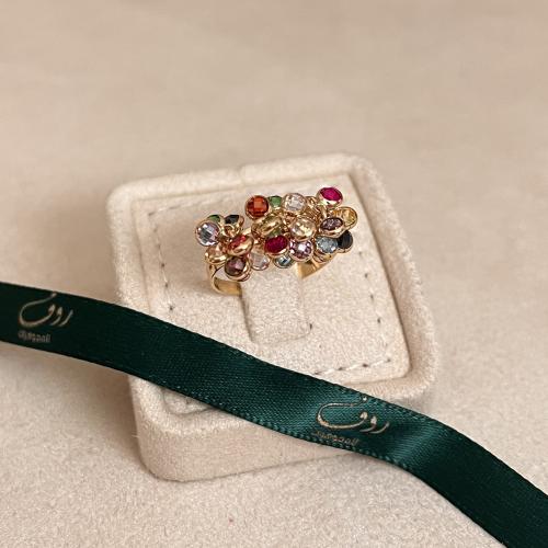 خاتم ذهب مع أحجار ملونه عيار 18—4691