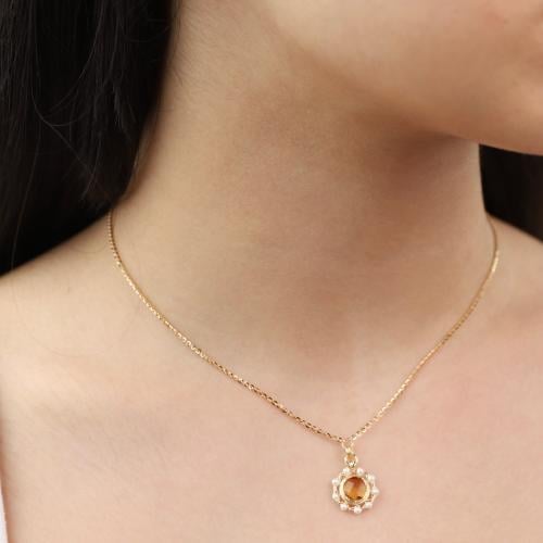 عقد ذهب بحجر كريم(citrine)عيار18–4237
