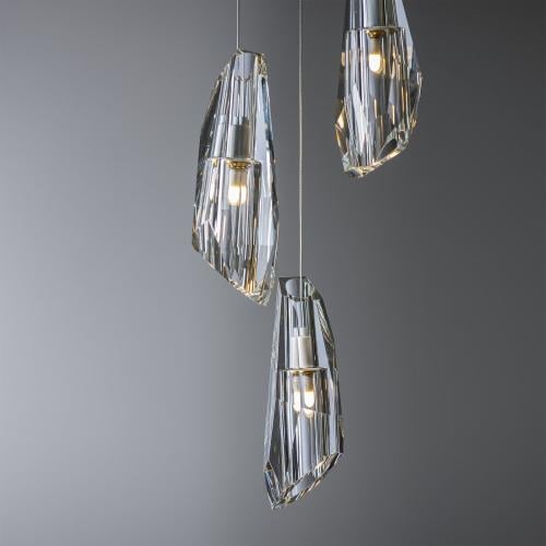 انارة معلقة LED من الكريستال LUX-P-1047 - زجاج شفاف مع معدن ذهبي