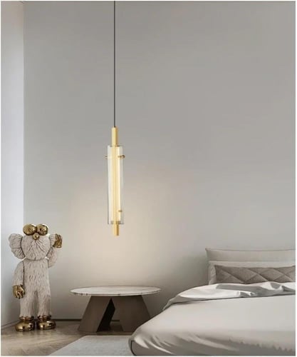 اضاءة معلقة من الزجاج والمعدن