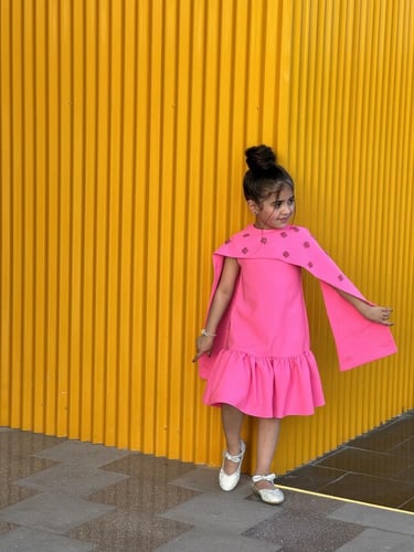 فستان فاخر شكّ يدوي - فوشيا