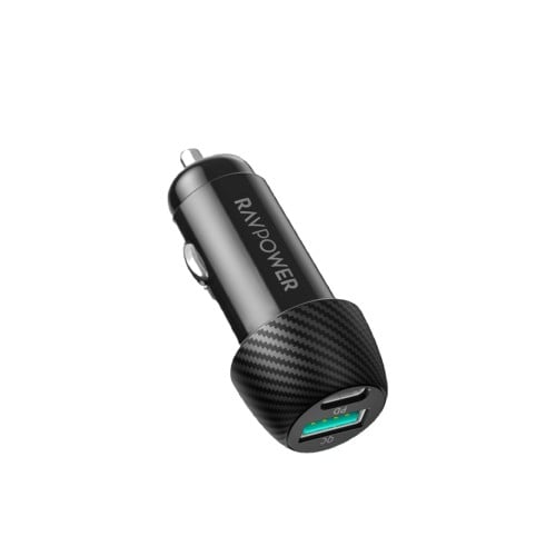 شاحن سيارة راف باور منفذ تايب سي و USB قوة 49 واط