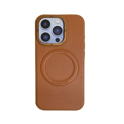 كفر ايفون 15 برو ماكس جلد بني - ماج سيف