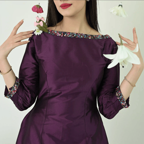 فستان كلوش بنفسجي