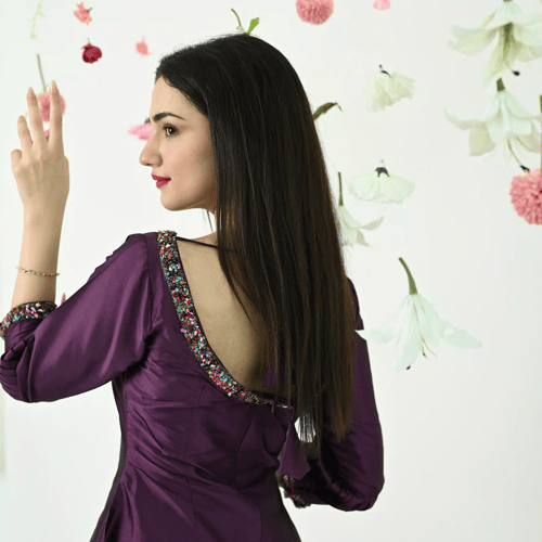 فستان كلوش بنفسجي