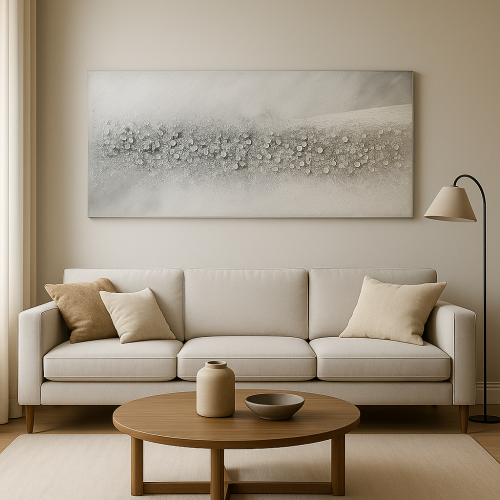 لوحة فنية تجريدية – لمسات فضية بارزة