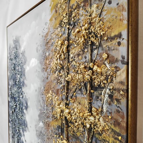 لوحة جدارية فنية بتقنية الـ3D – إطار ذهبي فاخر