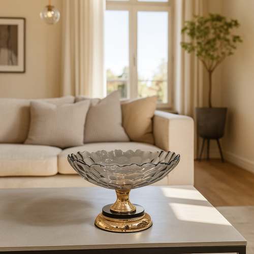 صحن زجاجي فاخر بتصميم خلايا النحل