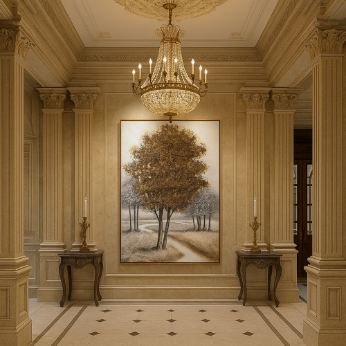 لوحة مشهدًا هادئًا وملهمًا يعكس جمال الطبيعة والهد...