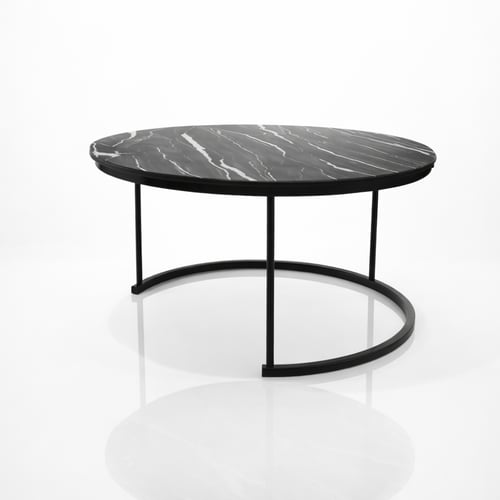 طقم طاولات قهوة أسود مودرن (قطعتين)