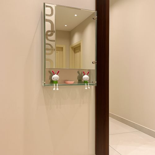 صيدلية بزجاج مرايا فاخرة (فضي)