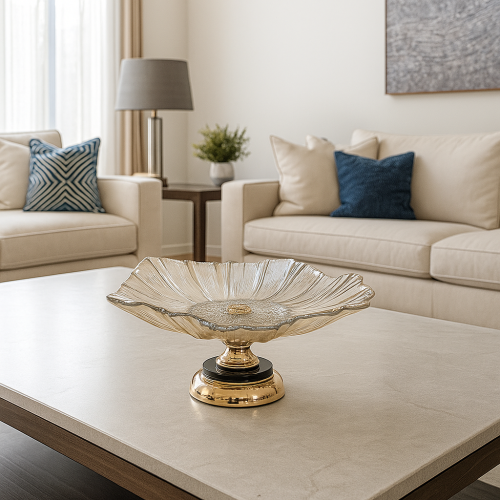 صحن تقديم زجاجي بتصميم زهرة