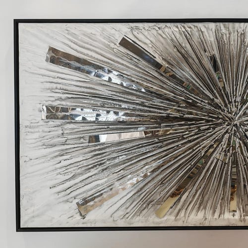 لوحة فضي عصري – تصميم ثلاثي الأبعاد بلمسات مرايا