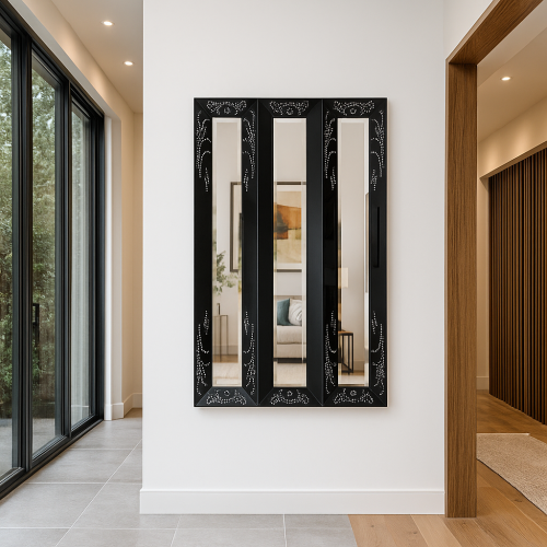 مرآة بتصميم عصري مزخرف بالكريستال