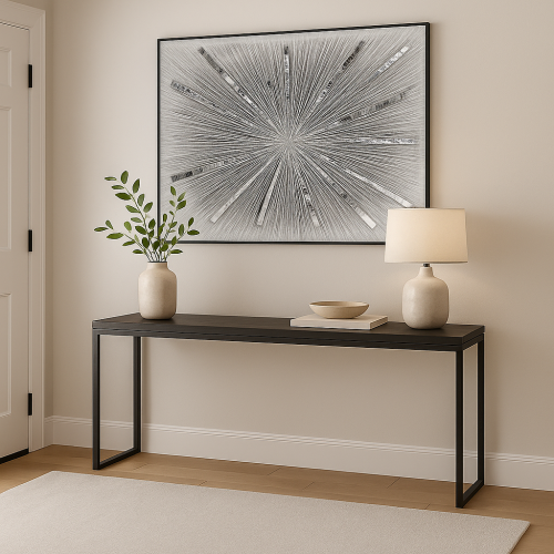 لوحة فضي عصري – تصميم ثلاثي الأبعاد بلمسات مرايا