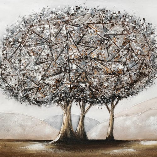 لوحة أنسجام الأشجار فن طبيعي بملمس هندسي