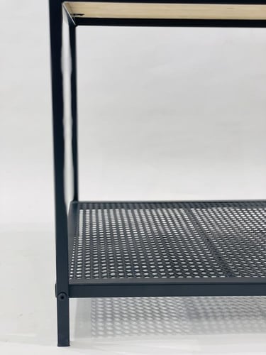 طاوله حديد بسطح خشبي