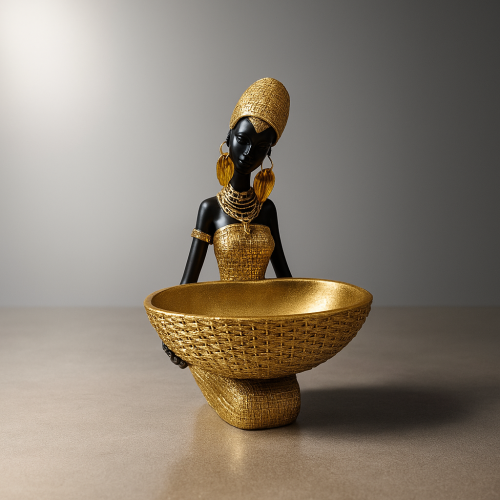 مجسم مرأة مع الإناء الارجل (ذهبي)