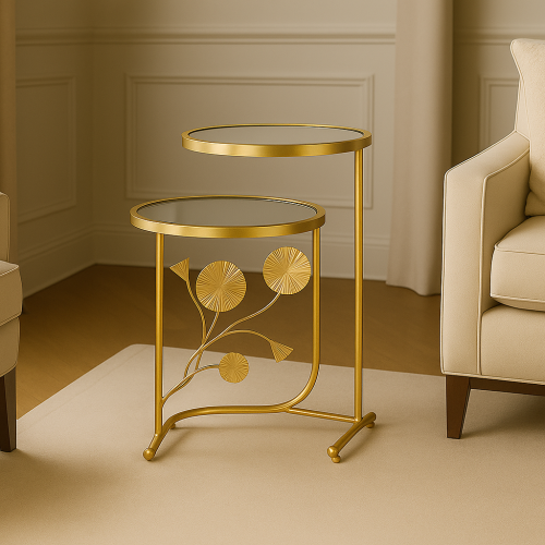 طاولة مفردة ذهبي بسطح مرايا