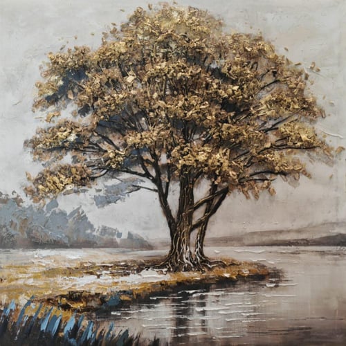 لوحة جدارية فنية بتقنية الـ3D – إطار ذهبي فاخر