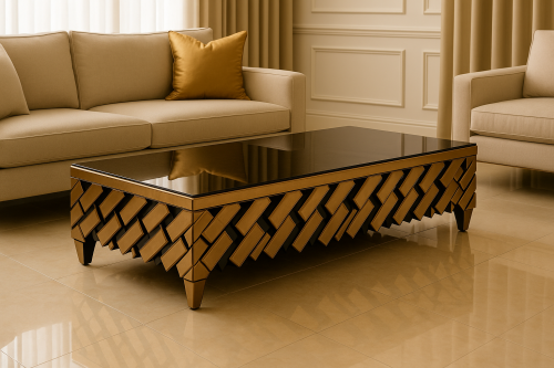 طاوله مودرن شكل طوب مذهب وسط