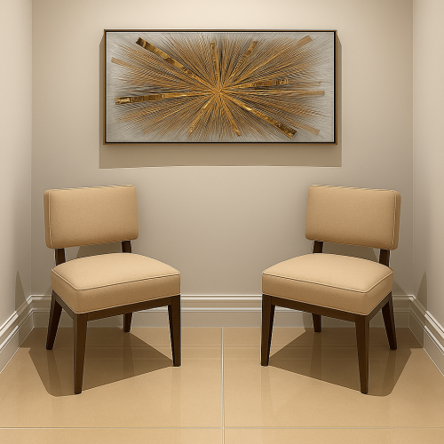 لوحة ذهبي عصري – تصميم ثلاثي الأبعاد بلمسات مرايا