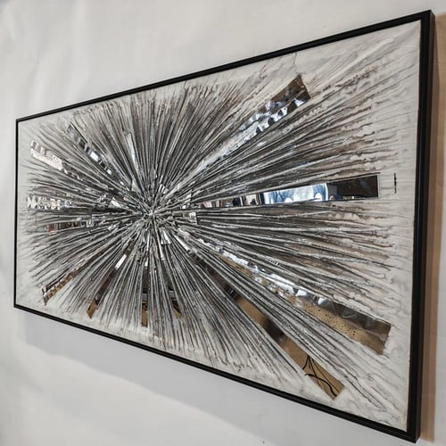 لوحة فضي عصري – تصميم ثلاثي الأبعاد بلمسات مرايا