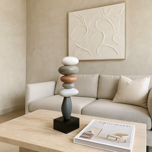 تحفة توازن الحجارة مستوحى من الطبيعة (بني)