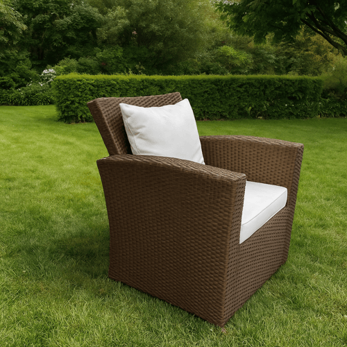 طقم جلسات خارجي باللون البني الطبيعي