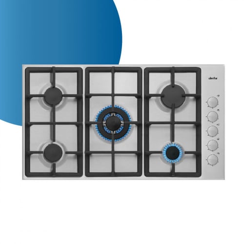 سطح ستيل 90سم 5 عيون غاز