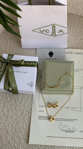 طقم سلسال وحلق ورده ذهبي مع ملحقات