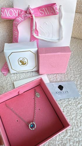 سلسال سوارفسكي دائري ازرق مع ملحقاته