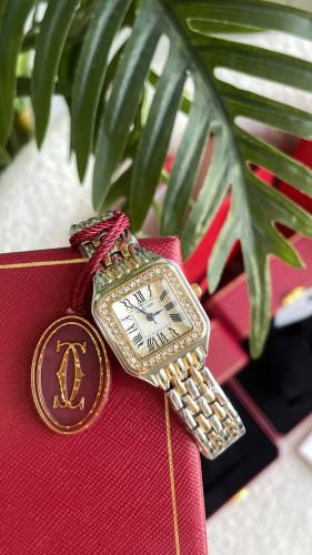 ساعة كارتير فصوص فضي مع ذهبي حجم صغير نسائية مع مل...