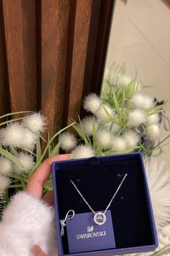 سلسال سواروفسكي ازرق دائري مع الملحقات