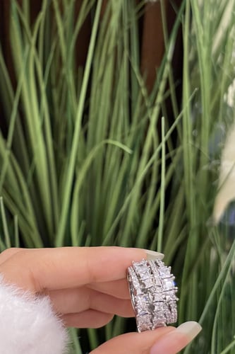 خاتم سواروفسكي فضي مع الملحقات