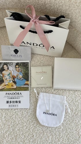 سلسال باندورا قلب فضي مع ملحقات