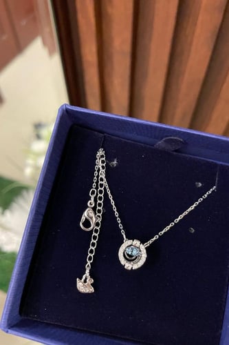 سلسال سواروفسكي ازرق دائري مع الملحقات