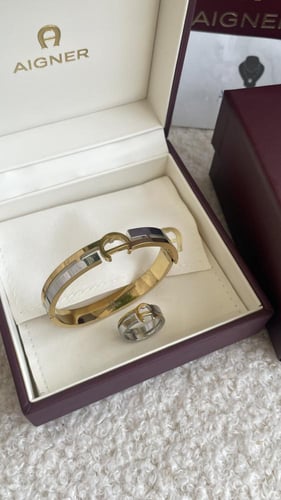 اسوره ذهبي وفضي اقنر مقاس 16 مع خاتم وملحقاته