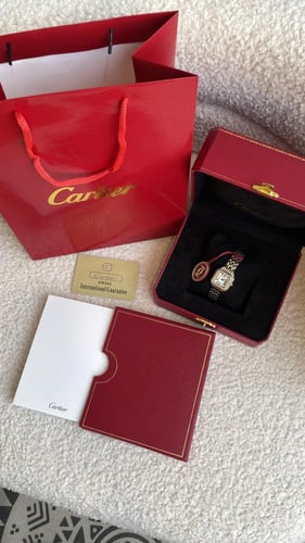 ساعة كارتير فصوص فضي مع ذهبي حجم صغير نسائية مع مل...