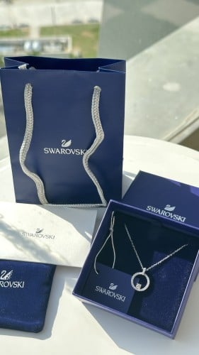 سلسال سواروفسكي دائري فضي مع الملحقات