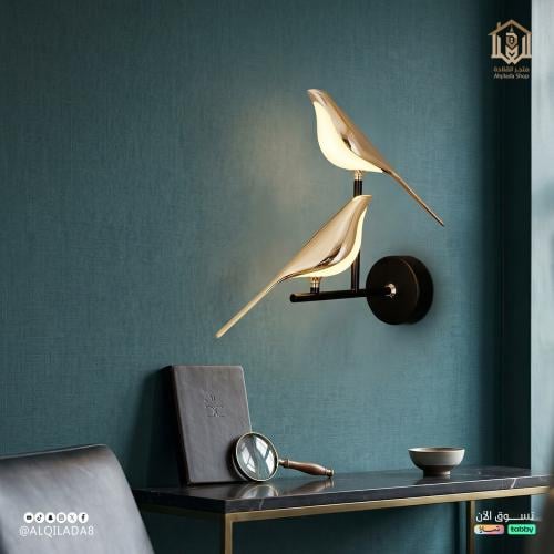 ابليك جداري مصباح حائط LED على شكل طائر ذهبي من فو...