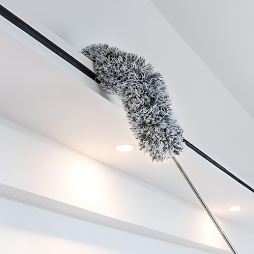 منفضة غبار من الريش بتصميم متداخل رمادي قابلة للتم...