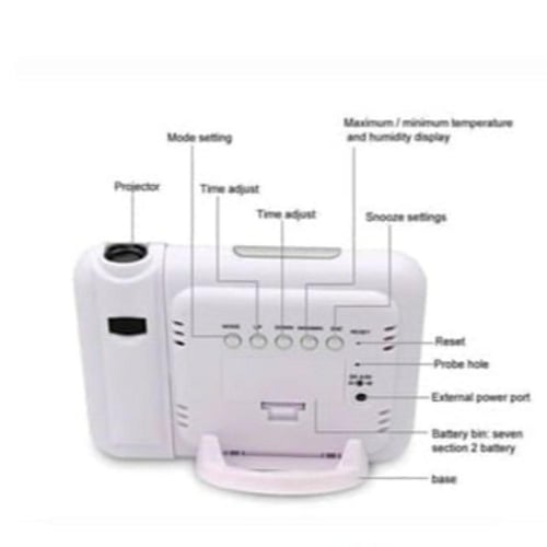 ساعة منبه مع بروجكتر لعرض الوقت لون ابيض