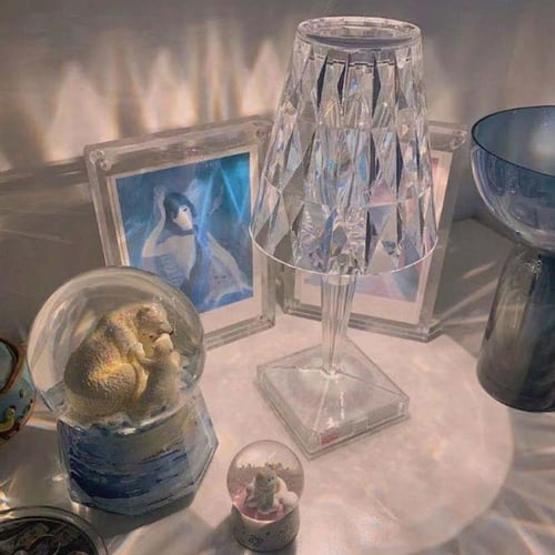 مصباح طاولة من الأكريليك قابل لإعادة الشحن بمنفذ U...