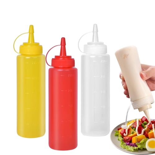 3 عبوات ضغط بلاستيكية للكاتشب أو الخردل والسوائل ا...