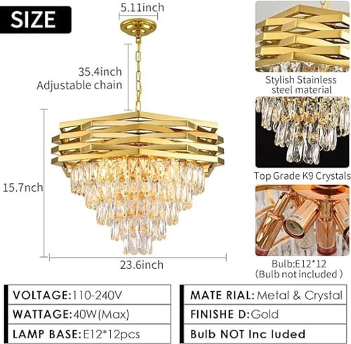 ثريا عقال الكريستال باللون الذهبي