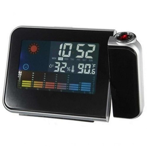 ساعة منبه مع بروجكتر لعرض الوقت لون ابيض